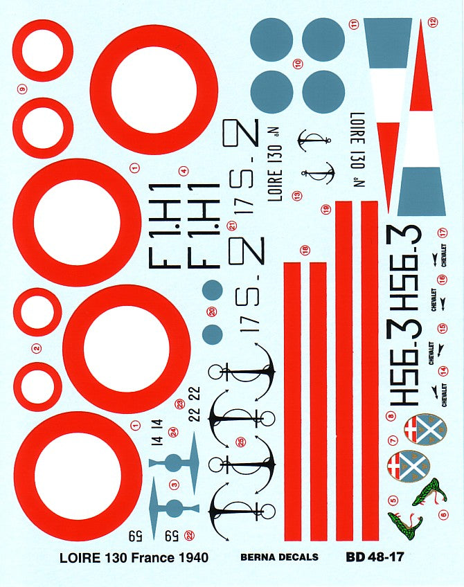 Berna Decals BER48017R 1:48 Seaplane Loire 130 Aeronavale