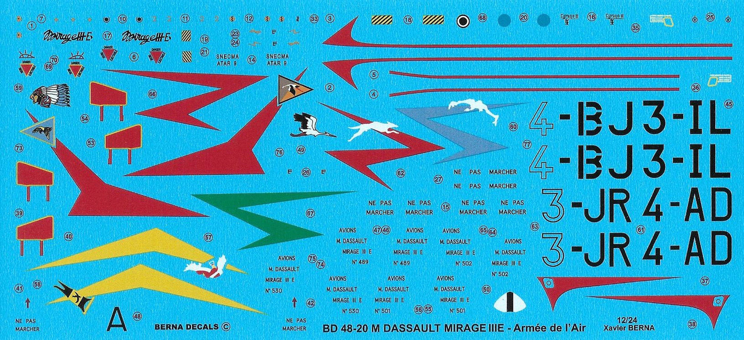 Berna Decals BER48020M 1:48 Dassault_Mirage IIIE Armee de l'Air