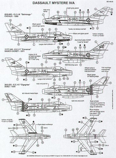 Berna Decals BER48033 1:48 Dassault Mystere IVA in French Service