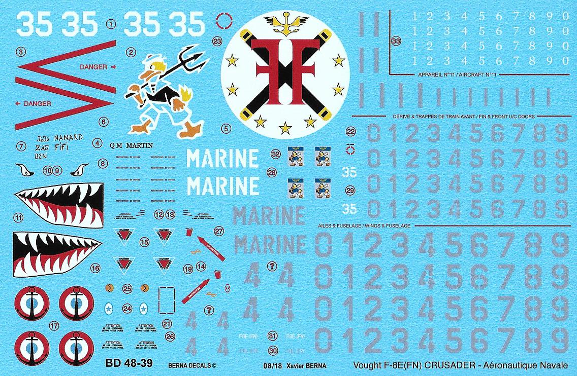 Berna Decals BER48039 1:48 Re-printede! Vought F-8E