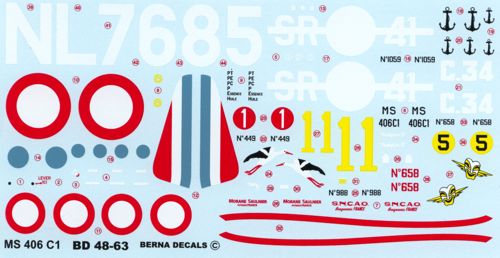 Berna Decals BER48063 1:48 Morane-Saulnier MS.406C1 Decals