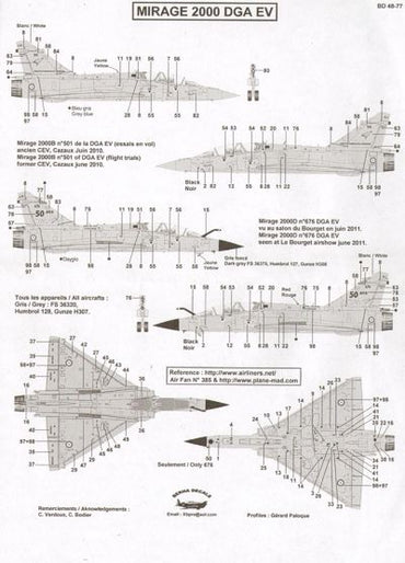 Berna Decals BER48077 1:48 Dassault_Mirage 2000 DGA EV