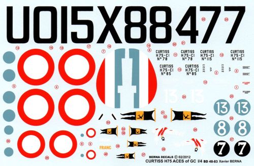Berna Decals BER48083 1:48 Curtiss-Hawk H-75A