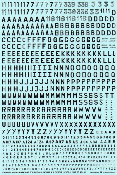 Berna Decals BER48106 1:48 Identifications markings for French Sepecat Jaguar