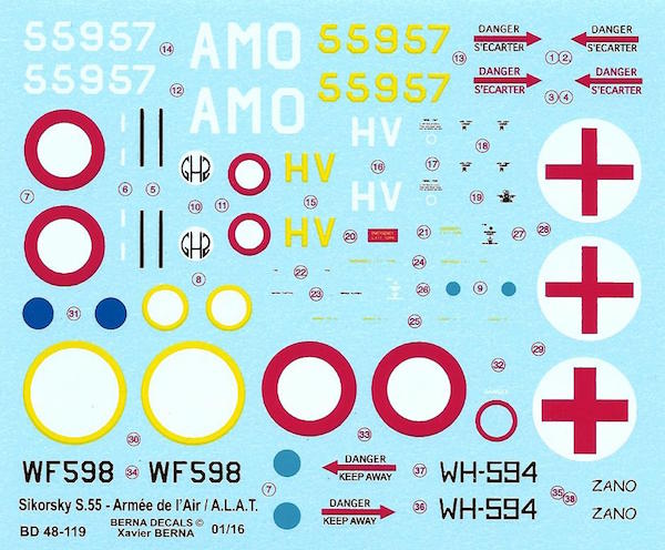 Berna Decals BER48119 1:48 Sikorsky S-55/H-19 A.L.A.T