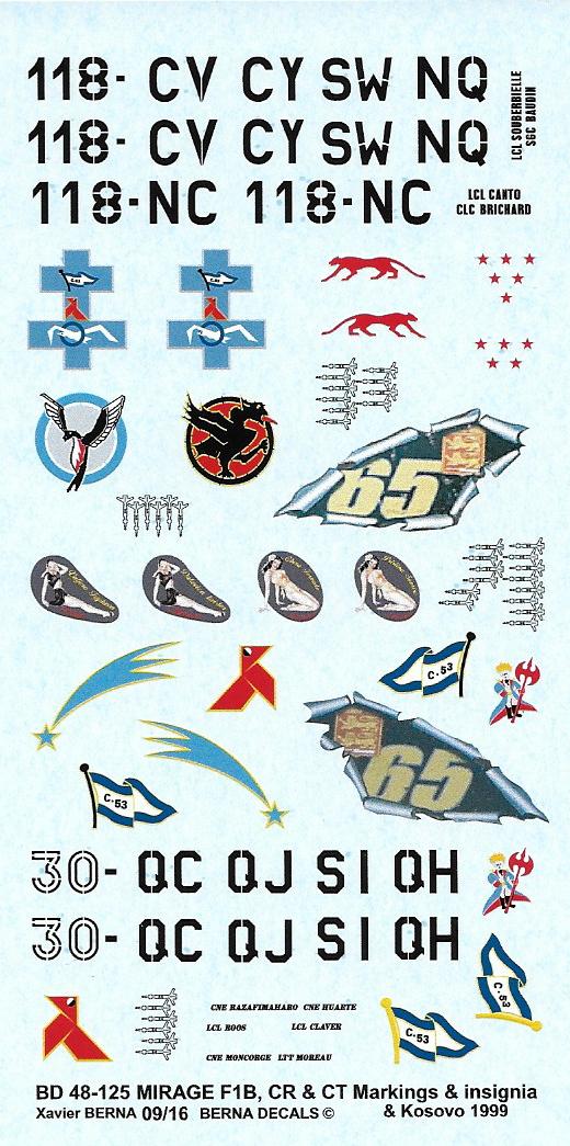 Berna Decals BER48125 1:48 Dassault Mirage F.1 B/CR/CT