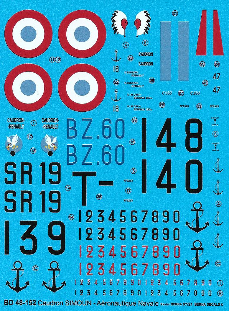 Berna Decals BER48152 1:48 Caudron C.635 Simoun French Aeronavale