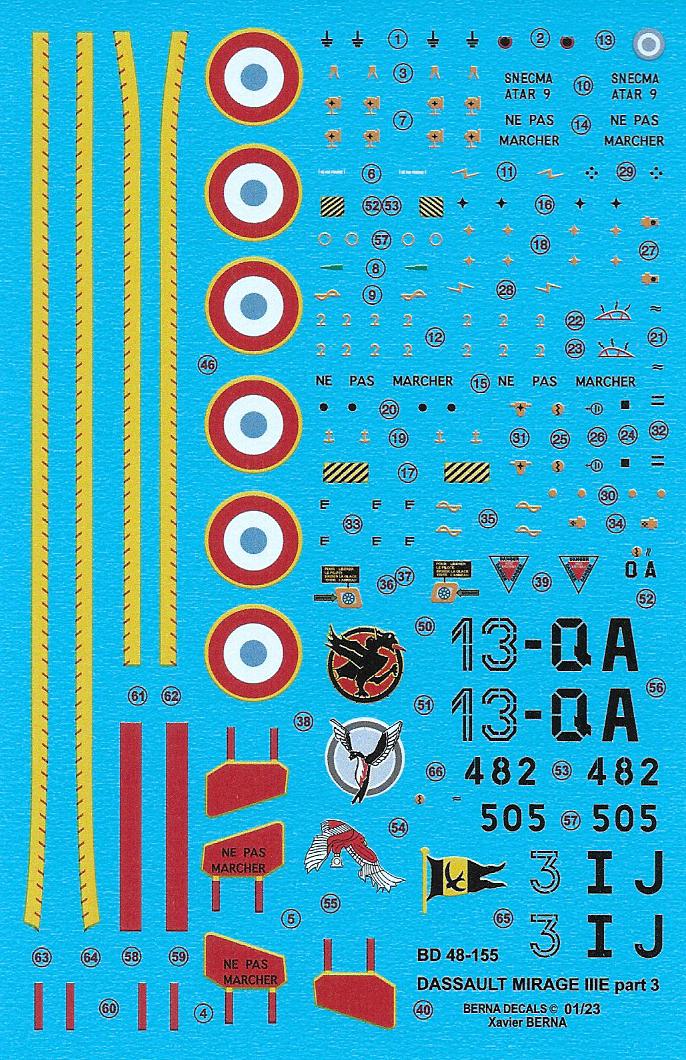 Berna Decals BER48155 1:48 Dassault_Mirage IIIE Armee de l'Air