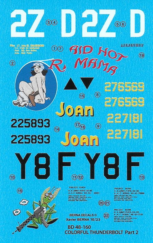 Berna Decals BER48160 1:48 Republic P-47D Raid Hot Mama