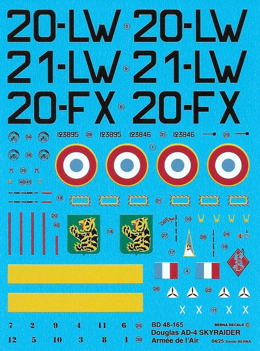 Berna Decals BER48165 1:48 Douglas AD-4 Skyraider French