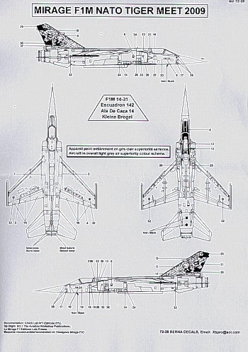 Berna Decals BER72028 1:72 Dassault_Mirage F.1M