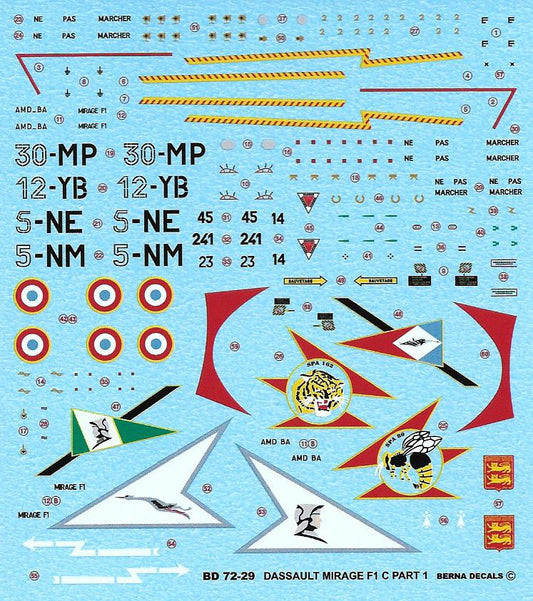 Berna Decals BER72029 1:72 Dassault_Mirage F.1 C Pt 1