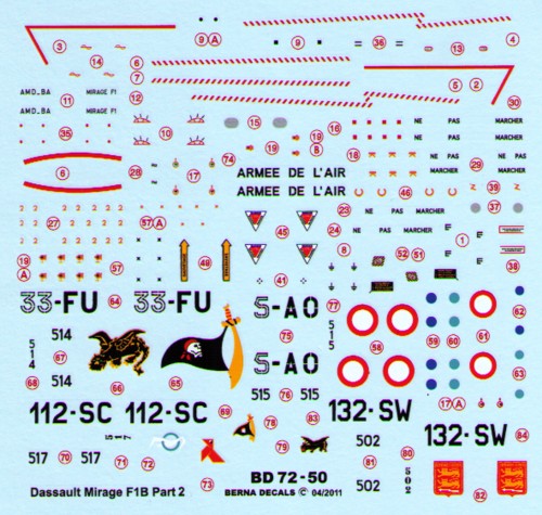 Berna Decals BER72050 1:72 Dassault_Mirage F.1B