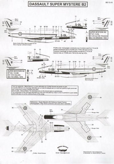 Berna Decals BER72053 1:72 Dassault Super Mystere B.2 Pt 2