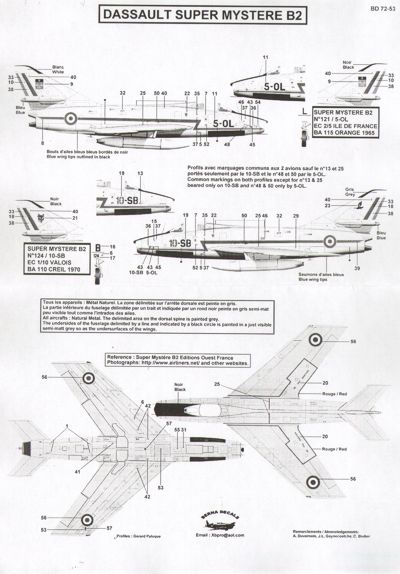 Berna Decals BER72053 1:72 Dassault Super Mystere B.2 Pt 2