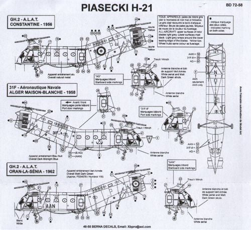 Berna Decals BER72058 1:72 Piasecki H-21