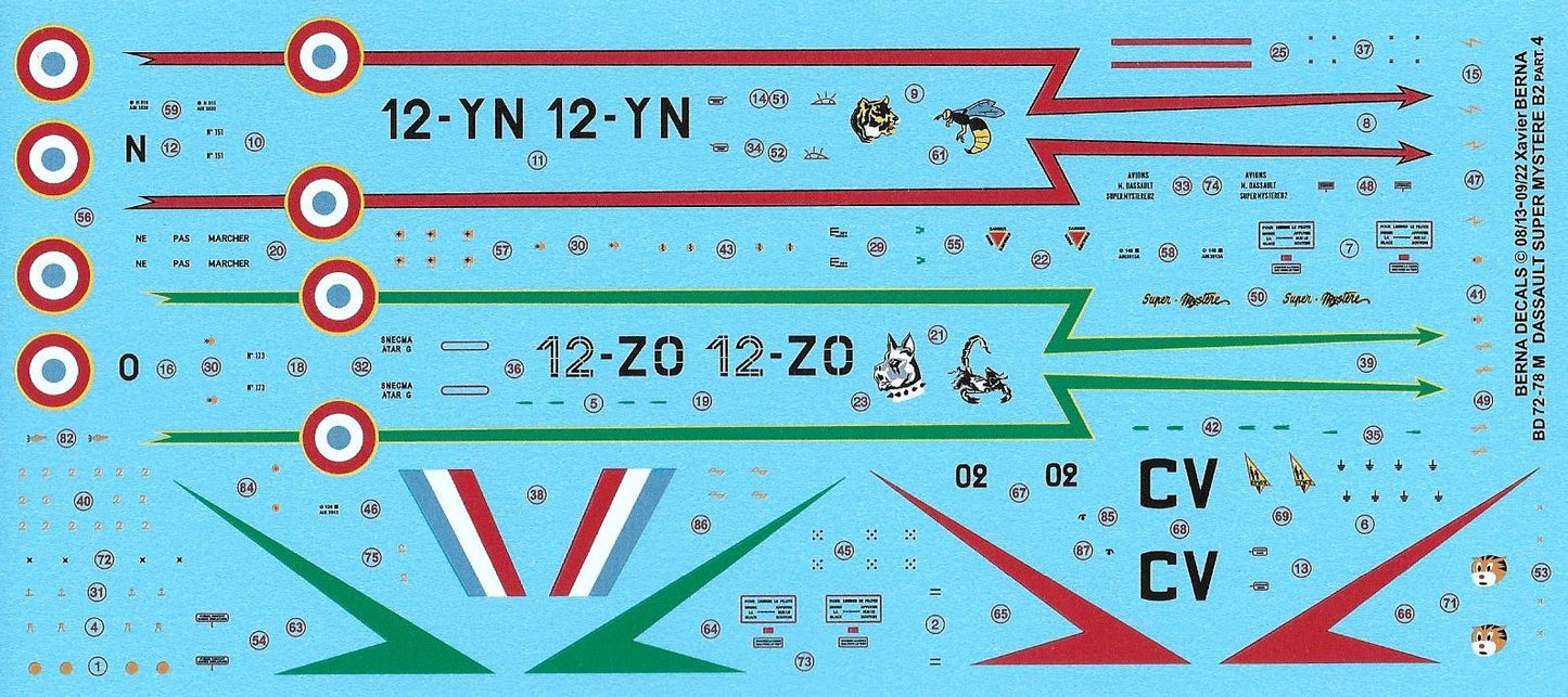 Berna Decals BER72078R 1:72 Dassault Super Mystere B2 Part 4