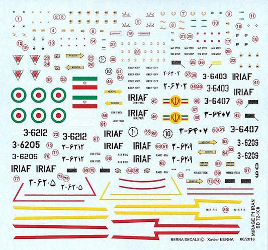 Berna Decals BER72100 1:72 Dassault Mirage F.1C/B Iran