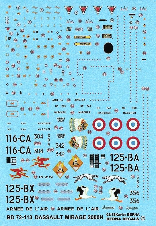Berna Decals BER72113 1:72 Dassault Mirage 2000N La Fayette