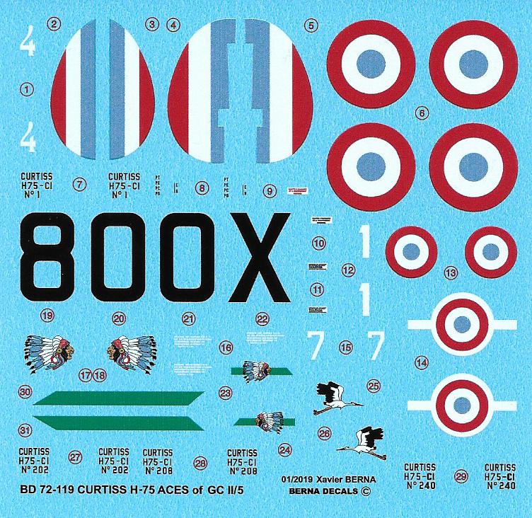 Berna Decals BER72119 1:72 Curtiss H-75