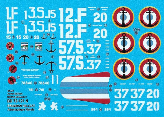 Berna Decals BER72121N 1:72 Grumman F6F-5 French Hellcat