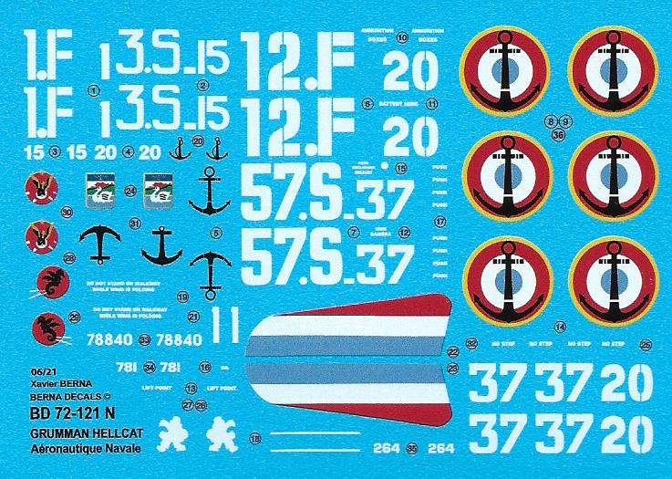 Berna Decals BER72121N 1:72 Grumman F6F-5 French Hellcat