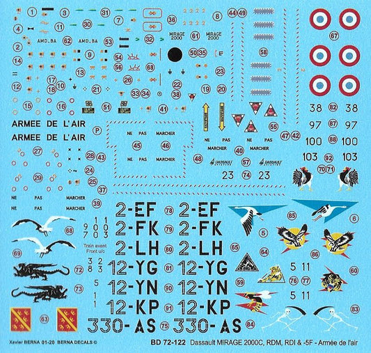 Berna Decals BER72122 1:72 Dassault Mirage 2000C RDM/RDI
