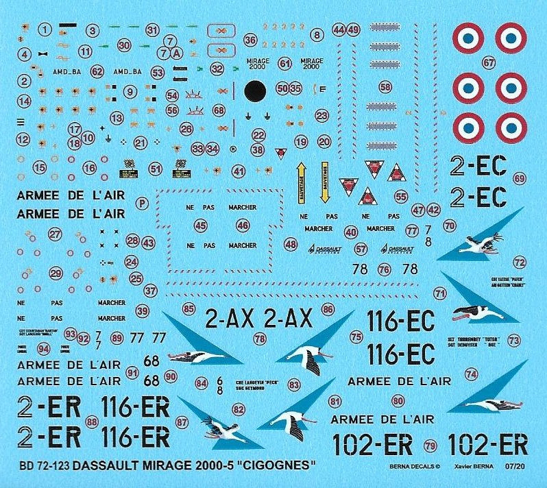 Berna Decals BER72123 1:72 Dassault_Mirage 2000-5F 'Cigognes'