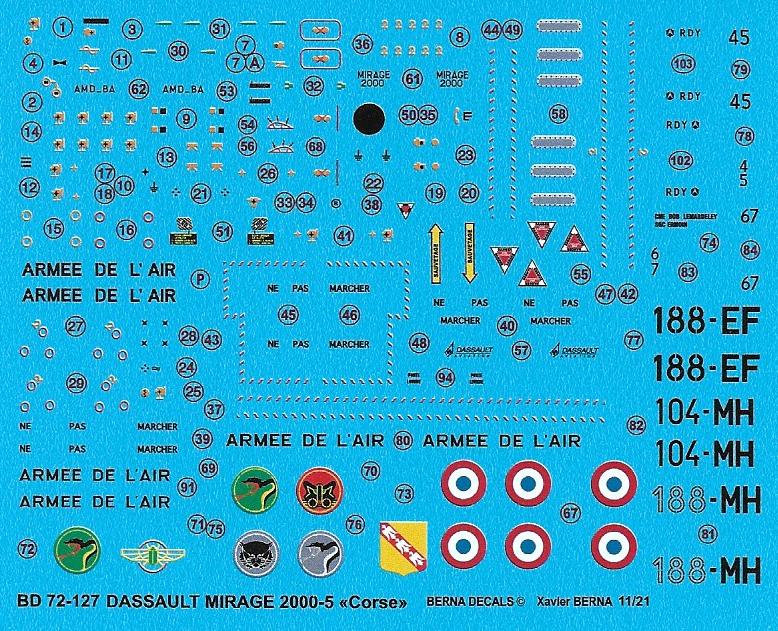Berna Decals BER72127 1:72 Dassault Mirage 2000-5F Corse