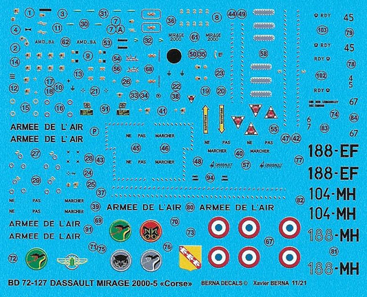 Berna Decals BER72127 1:72 Dassault Mirage 2000-5F Corse