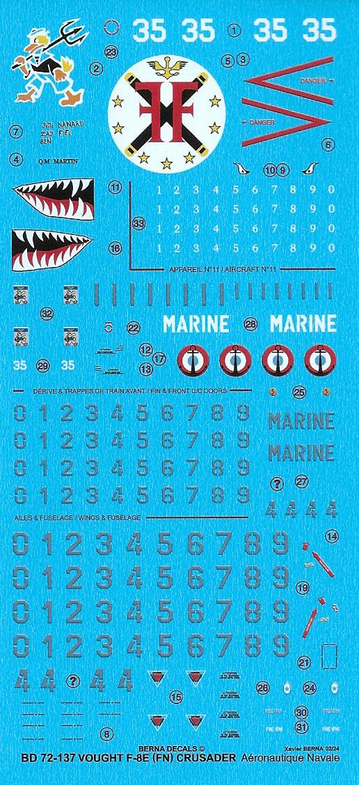 Berna Decals BER72137 1:72 Vought F-8E