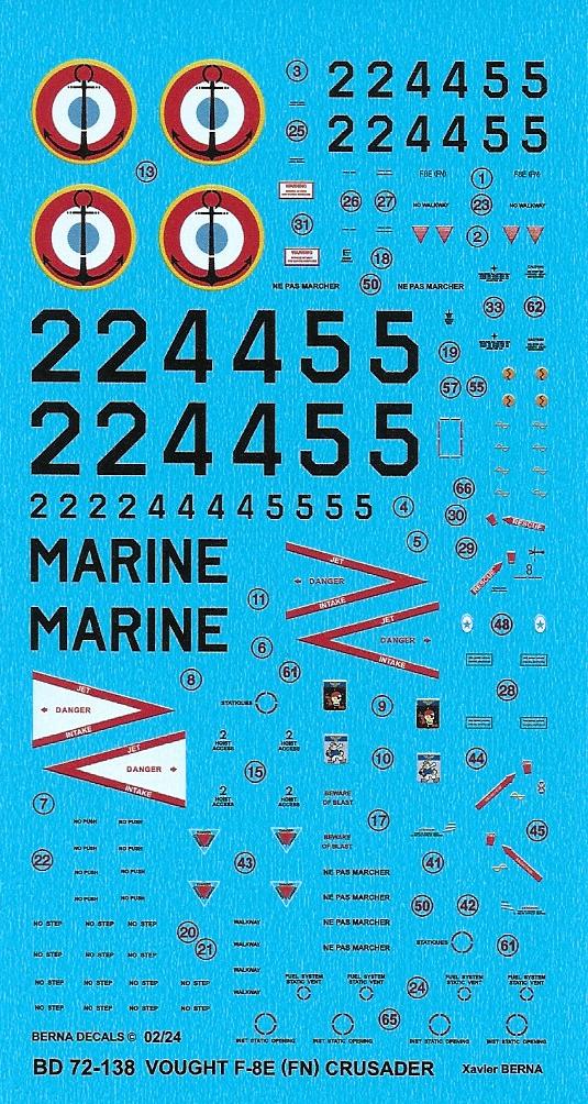 Berna Decals BER72138 1:72 Vought F-8E