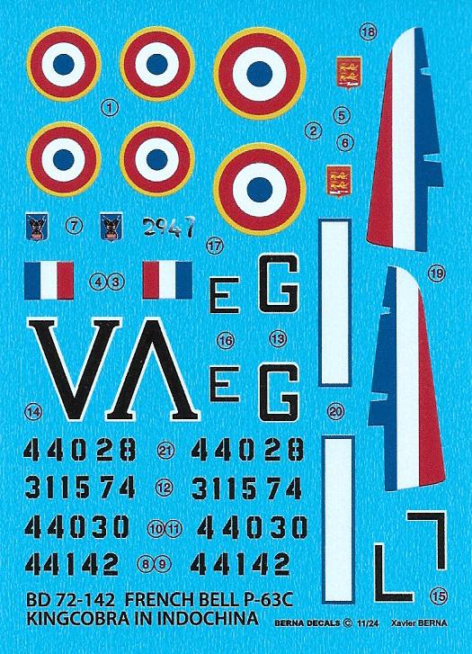 Berna Decals BER72142 1:72 Bell P-63C Kingcobra French