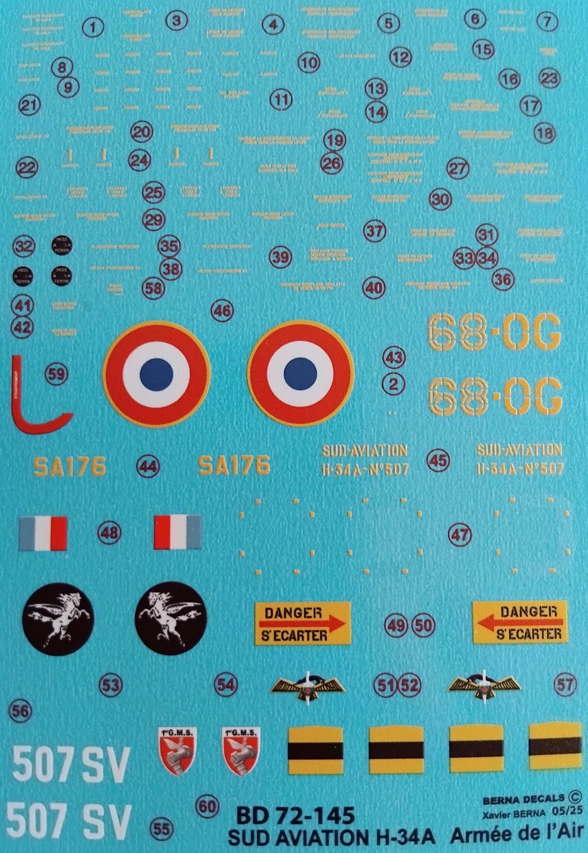 Berna Decals BER72145 1:72 Sud-Aviation H-34 A