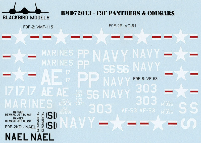 Blackbird BMD72013 1:72 Grumman Panthers & Cougars