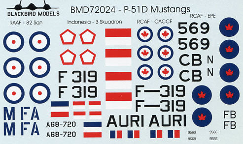 Blackbird BMD72024 1:72 Post War Mustangs Decals