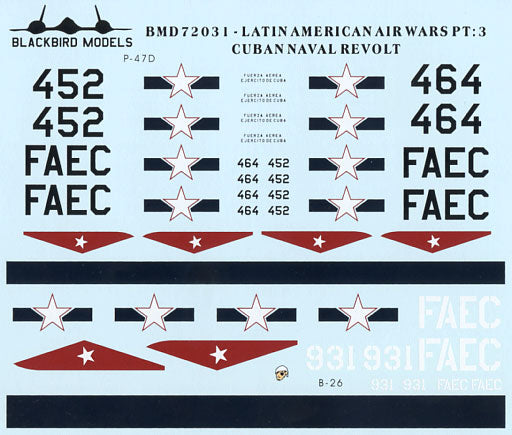Blackbird BMD72031 1:72 957 Cuban Naval Revolt Decals