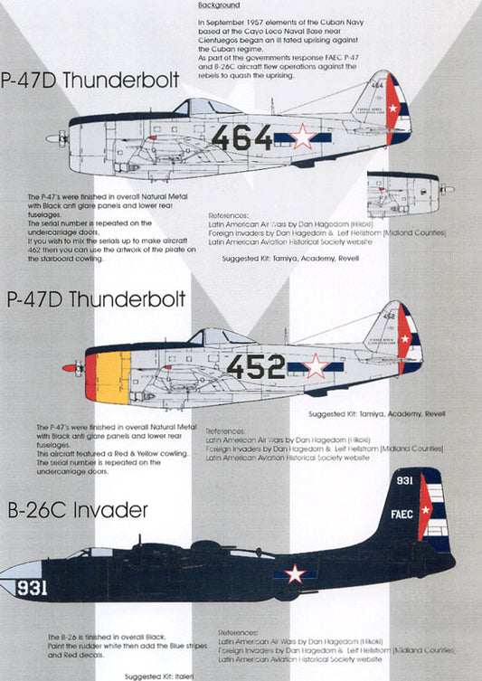 Blackbird BMD72031 1:72 957 Cuban Naval Revolt Decals