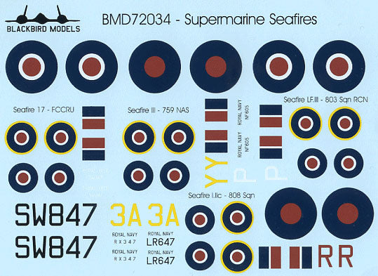 Blackbird BMD72034 1:72 Supermarine Seafires Pt:1 Decals