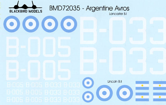Blackbird BMD72035 1:72 Argentine Avros Lincoln & Lancaster