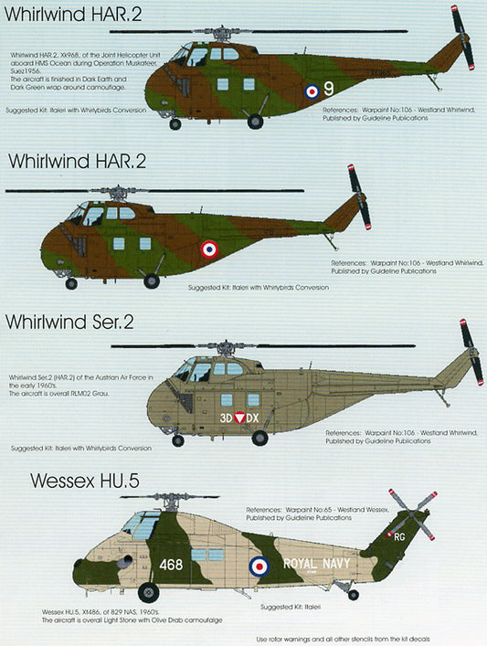 Blackbird BMD72045 1:72 RAF Post War Pt:3 Whirlwind/Wessex Decals