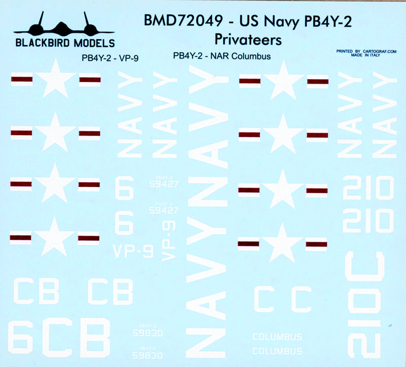 Blackbird BMD72049 1:72 US Navy Lockheed PB4Y-2 Privateers