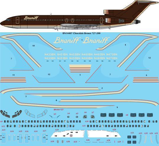 26 Decals BN14407 1:144 Ultra Chocolate Boeing 727-227 Screen printed decal
