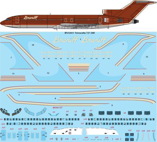 26 Decals BN14411 1:144 Ultra Chocolate Boeing 727-227 Screen printed decal