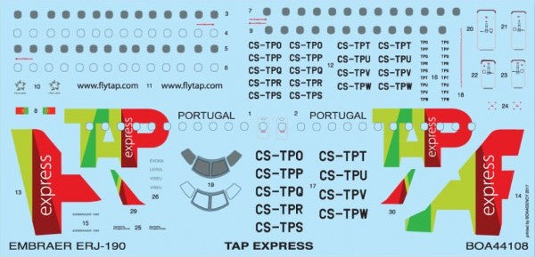 Boa Decals BOA144108 1:144 Embraer ERJ-190 Tap Express