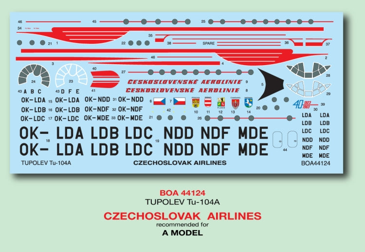 Boa Decals BOA144124 1:144 Tupolev Tu-104A Czechoslovak Airlines