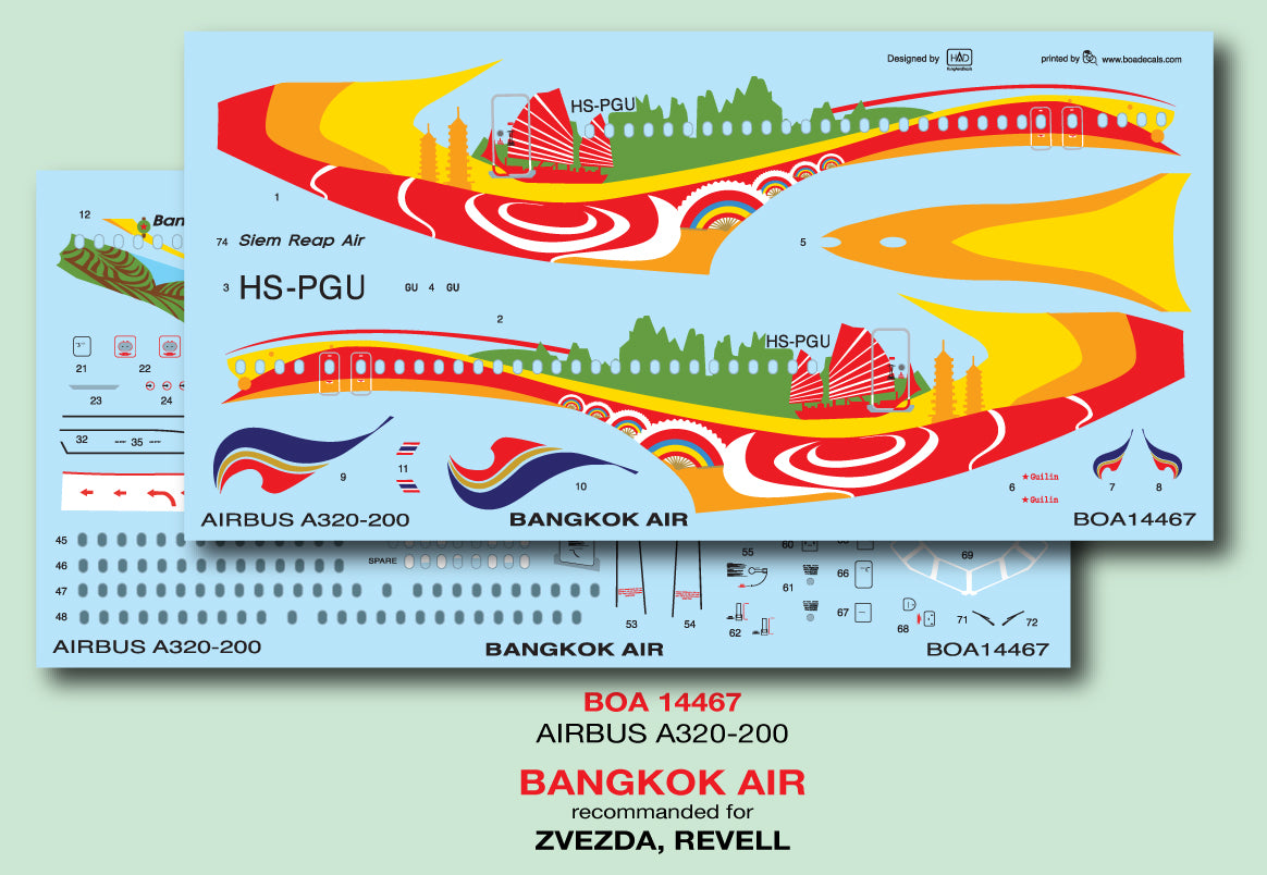 Boa Decals BOA14467 1:144 Airbus A320-200 HS-PGU Bangkok Air