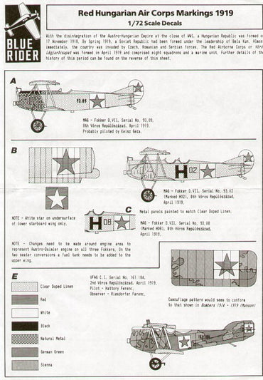 Blue Rider BR204 1:72 1919 Red Hungarian Air Corps