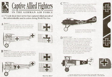 Blue Rider BR227 1:72 WWI Captured Allied Fighters in German service