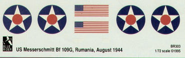 Blue Rider BR303 1:72 Messerschmitt Bf-109G in US colours, Rumania 1944